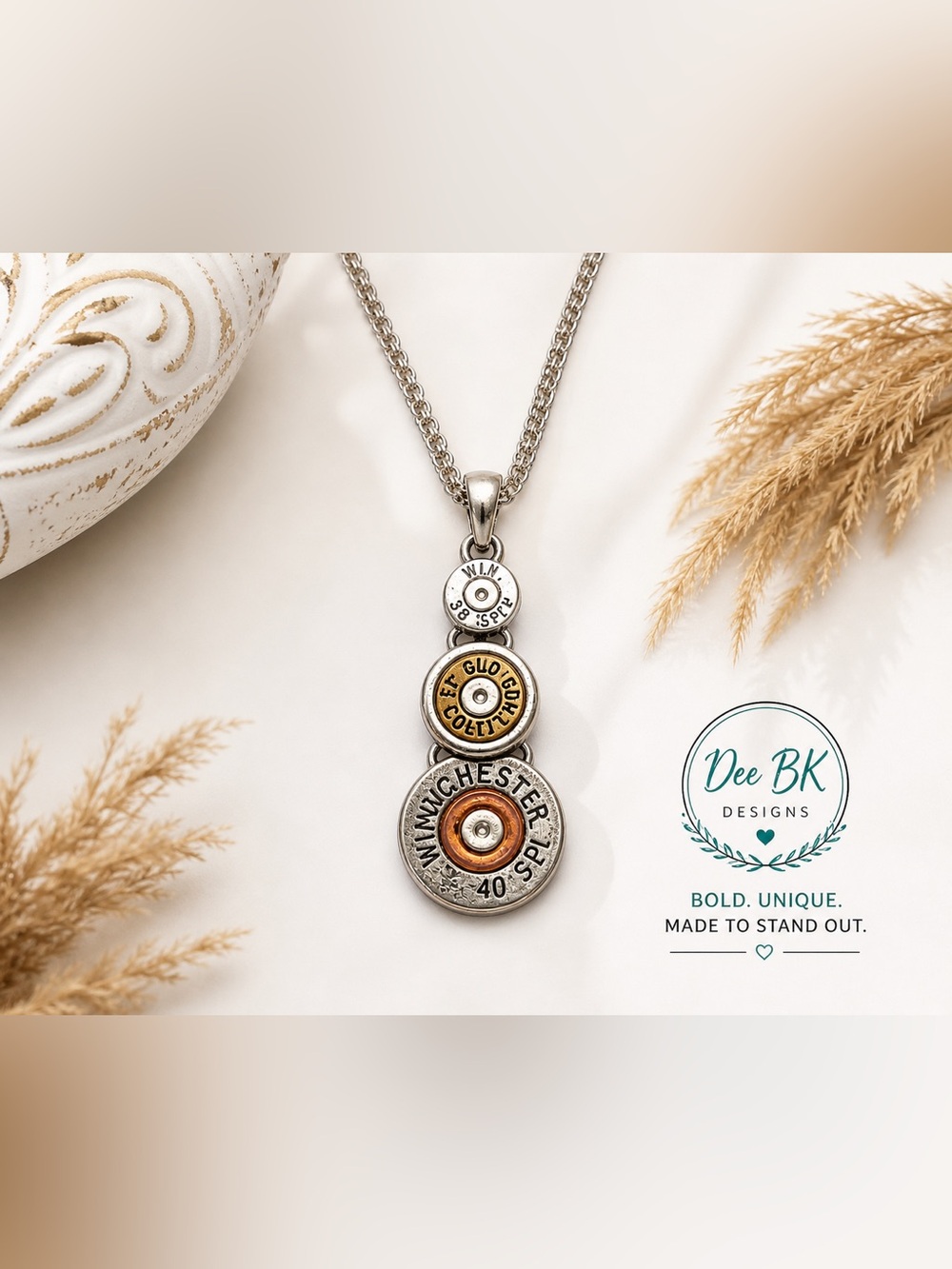 Western Shotgun Shell Necklace Winchester Colt Style Multi Shell Pendant